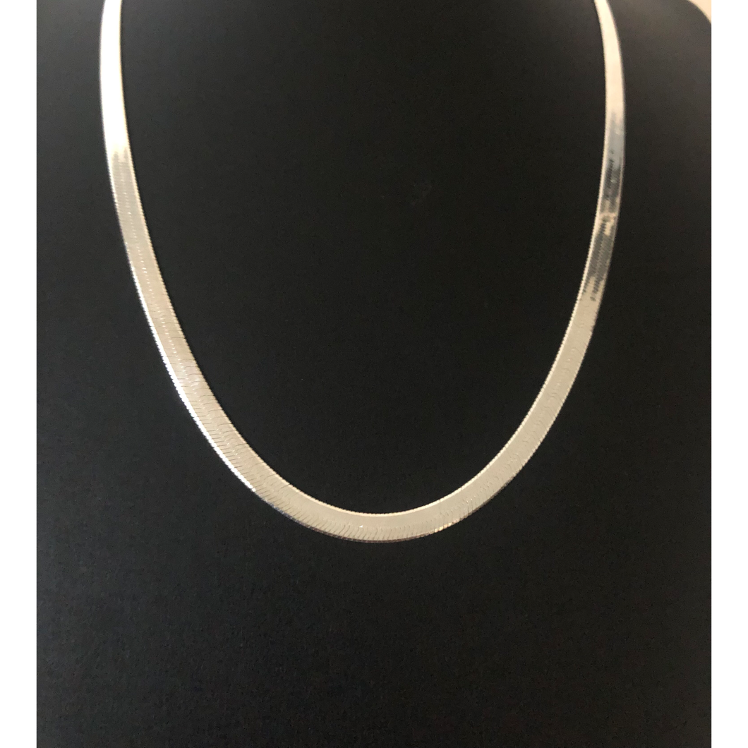 Sterling Silver Herringbone Chain Necklace 41cm