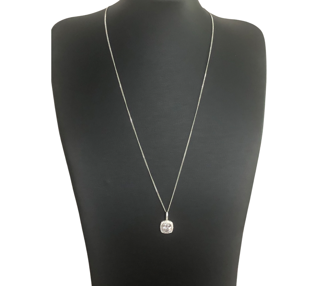 Silver square deals pendant necklace