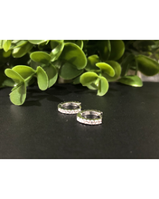 Load image into Gallery viewer, Princess style Sterling Silver Hoop Earring with cubic Zirconia
